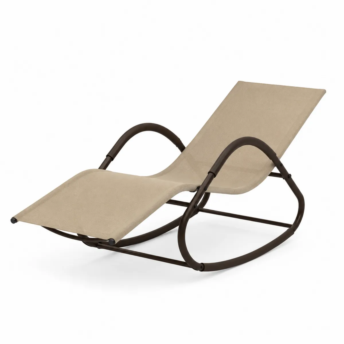 Silla mecedora de aluminio y textilene beige