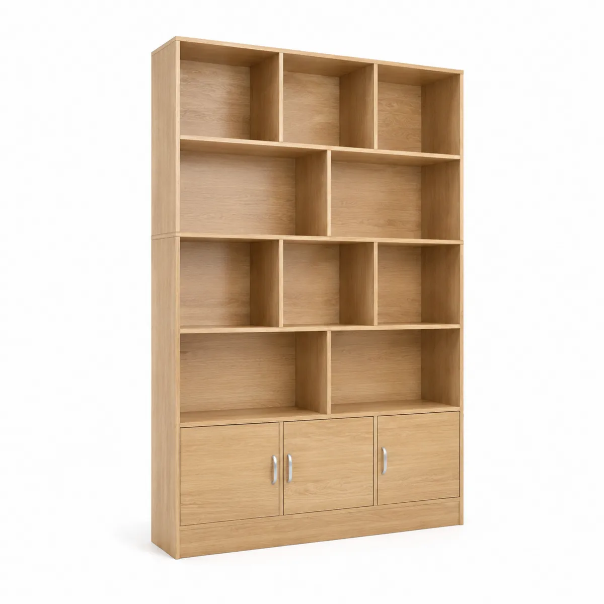 Estantería de Madera de Roble Claro con Puertas y Estantes