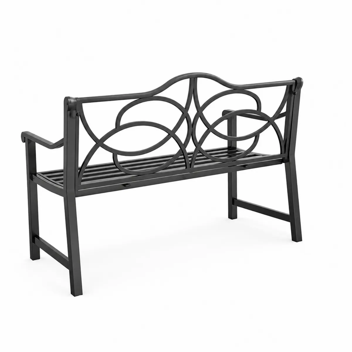 Banco de jardín de hierro fundido negro 125 cm