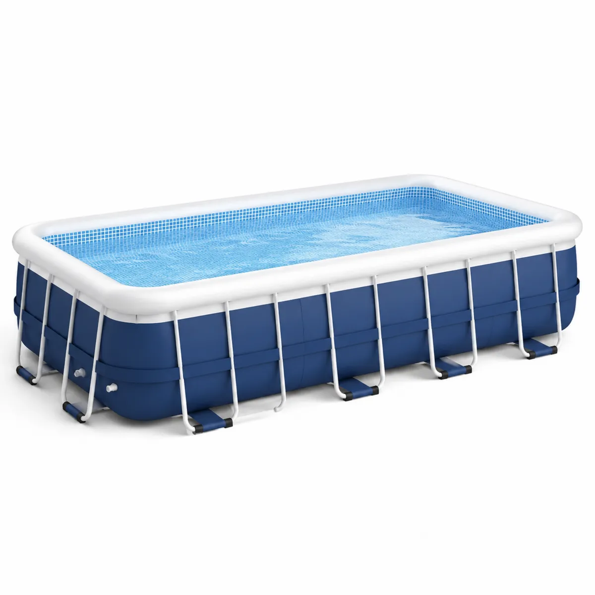 Piscine rectangulaire en PVC renforcé et acier 400 x 200 x 100 cm-Cosyvillaa