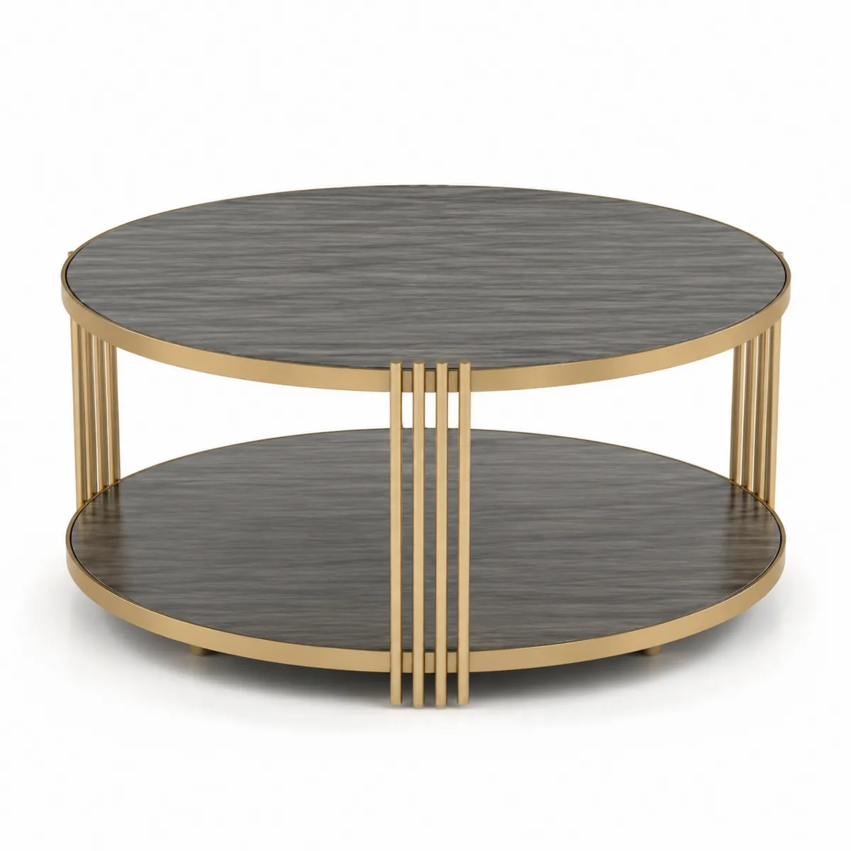 Table basse ronde en bois et métal doré 90 cm-Cosyvillaa