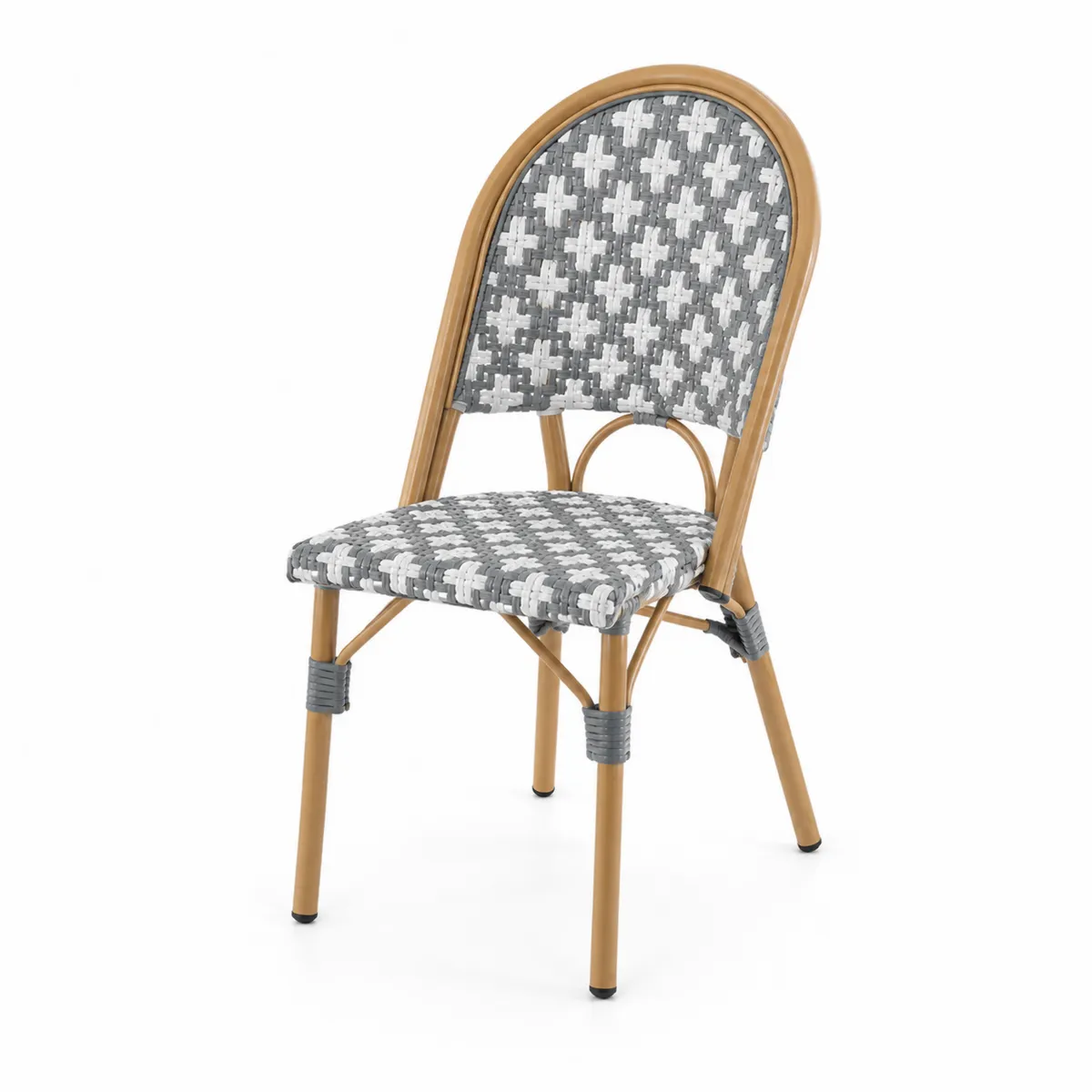 Chaise en aluminium et rotin synthétique Gris/Blanc-Cosyvillaa