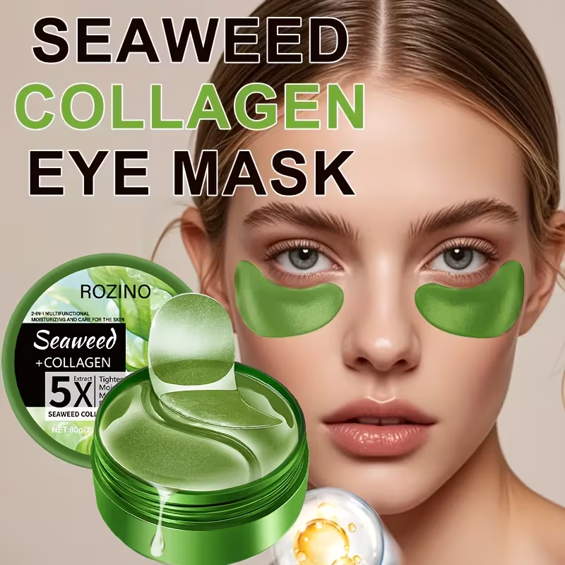 Instant Lift Firm Seaweed Collagen Eye Mask-Instant Smooth Out Puffy Eye Signs, Under Eye Patches, Moisturiz, Reduced Dark Circles/eye Bags/Wrinkles Appear, Suitable for Swollen Eye/dark Circles, Improved Fatigue Eyes, Dull, Loose, Swollen of Signs