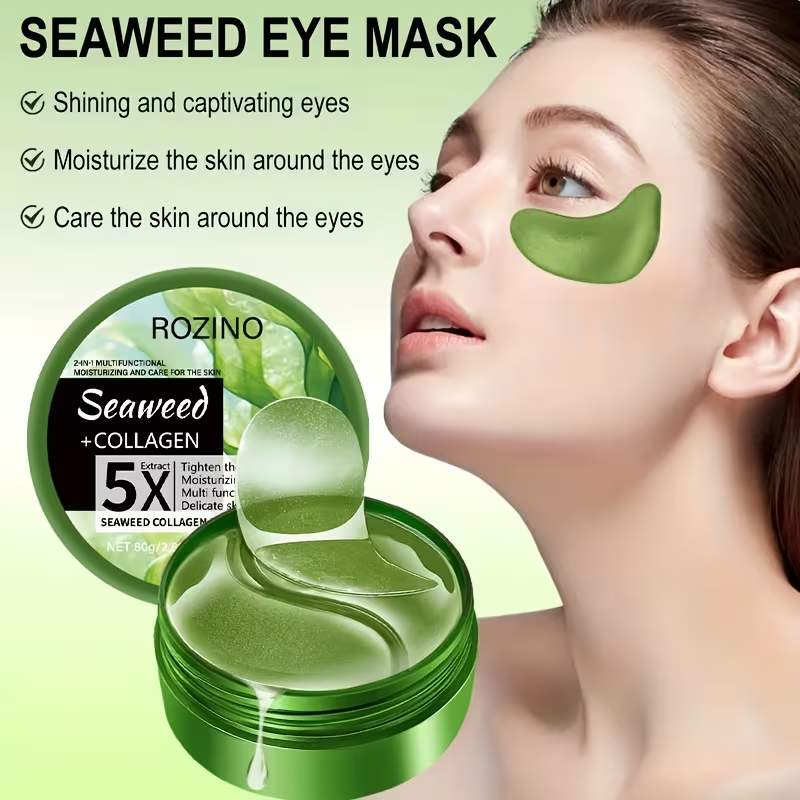 Instant Lift Firm Seaweed Collagen Eye Mask-Instant Smooth Out Puffy Eye Signs, Under Eye Patches, Moisturiz, Reduced Dark Circles/eye Bags/Wrinkles Appear, Suitable for Swollen Eye/dark Circles, Improved Fatigue Eyes, Dull, Loose, Swollen of Signs