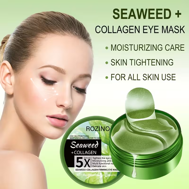 Instant Lift Firm Seaweed Collagen Eye Mask-Instant Smooth Out Puffy Eye Signs, Under Eye Patches, Moisturiz, Reduced Dark Circles/eye Bags/Wrinkles Appear, Suitable for Swollen Eye/dark Circles, Improved Fatigue Eyes, Dull, Loose, Swollen of Signs