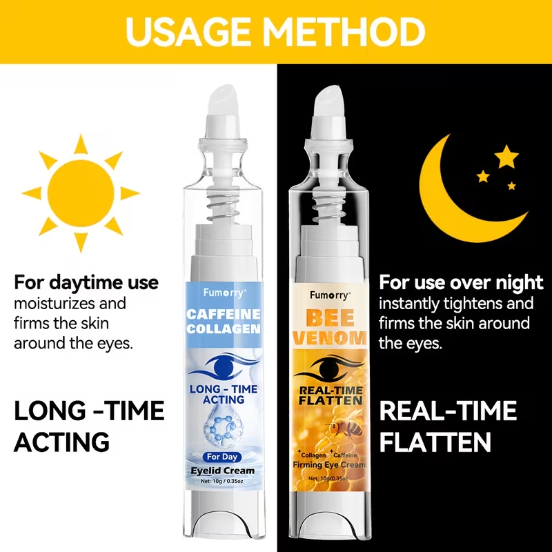 Day and Night Eye Cream Set, Instant Lift Eye Cream, Contains Collagen, Bee Venom And Caffeine, for Dark Circles And Puffiness, Firming, Lifting, Deep Moisturizing And Nourishing Eye Skin