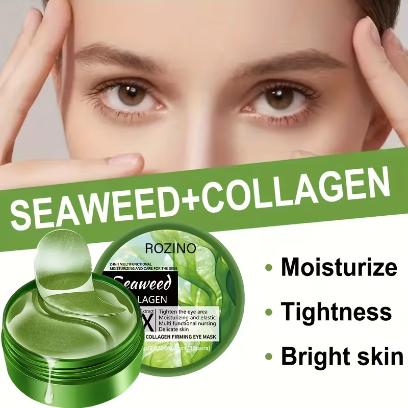 Instant Lift Firm Seaweed Collagen Eye Mask-Instant Smooth Out Puffy Eye Signs, Under Eye Patches, Moisturiz, Reduced Dark Circles/eye Bags/Wrinkles Appear, Suitable for Swollen Eye/dark Circles, Improved Fatigue Eyes, Dull, Loose, Swollen of Signs