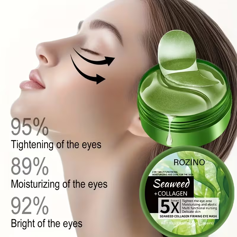 Instant Lift Firm Seaweed Collagen Eye Mask-Instant Smooth Out Puffy Eye Signs, Under Eye Patches, Moisturiz, Reduced Dark Circles/eye Bags/Wrinkles Appear, Suitable for Swollen Eye/dark Circles, Improved Fatigue Eyes, Dull, Loose, Swollen of Signs