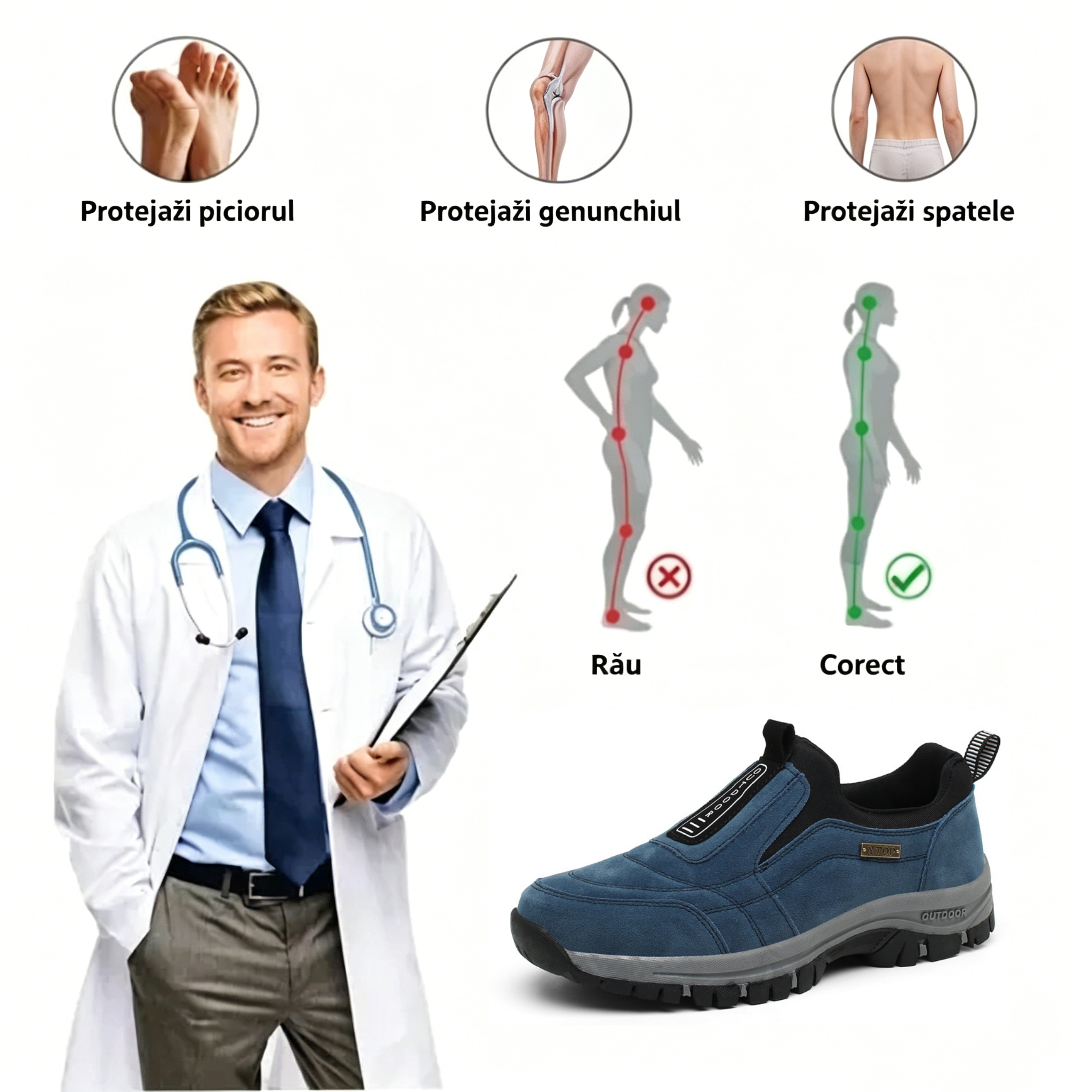 [🔥Reducere limitată de 50% - Nu ratați!] Pantofi ortopedici cu design ergonomic - vă ajută să scăpați ușor de durerile de picioare 👞