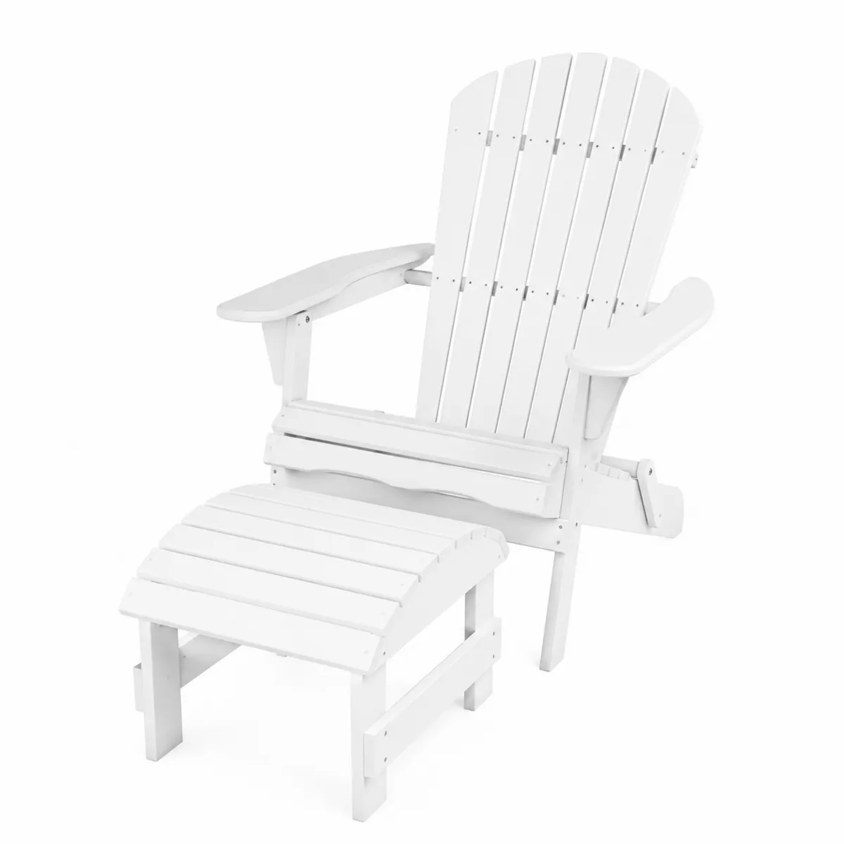 Chaise Adirondack avec Repose-pieds en Bois Blanc