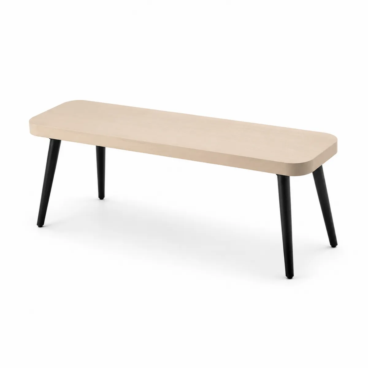 Banc en bois de hêtre avec pieds en métal noir 120x35x45cm
