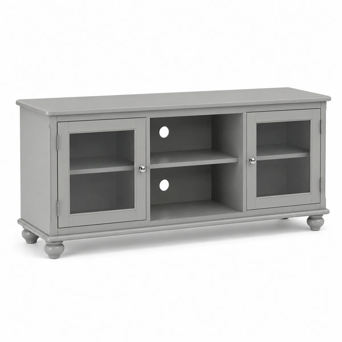 Meuble TV en bois avec portes en verre trempé Gris