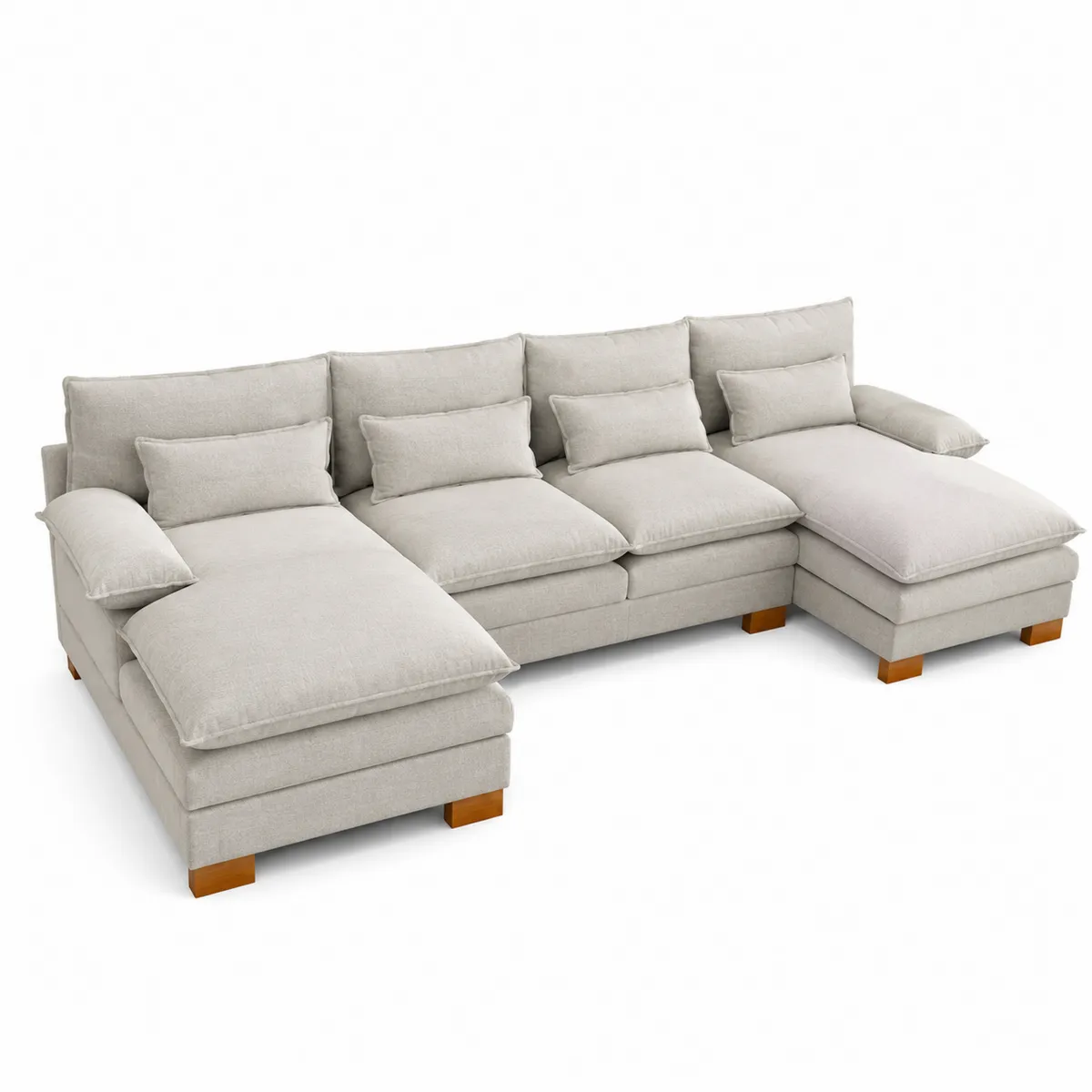 Canapé modulaire en polyester avec méridiennes Beige 300x200 cm