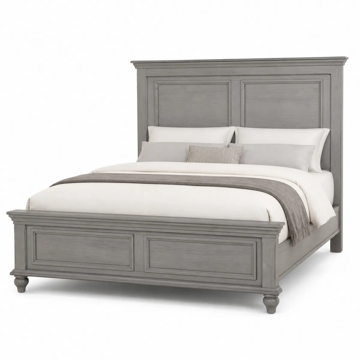 Lit double en bois massif Gris 200x160 cm