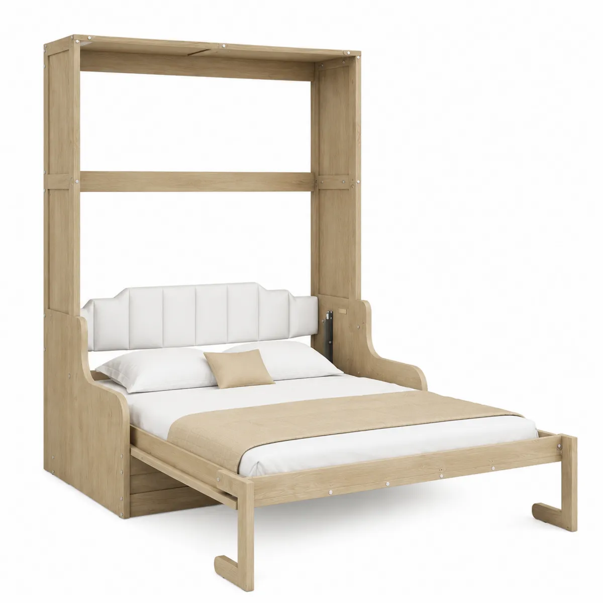 Lit pliant mural en bois et tissu synthétique 140x200 cm