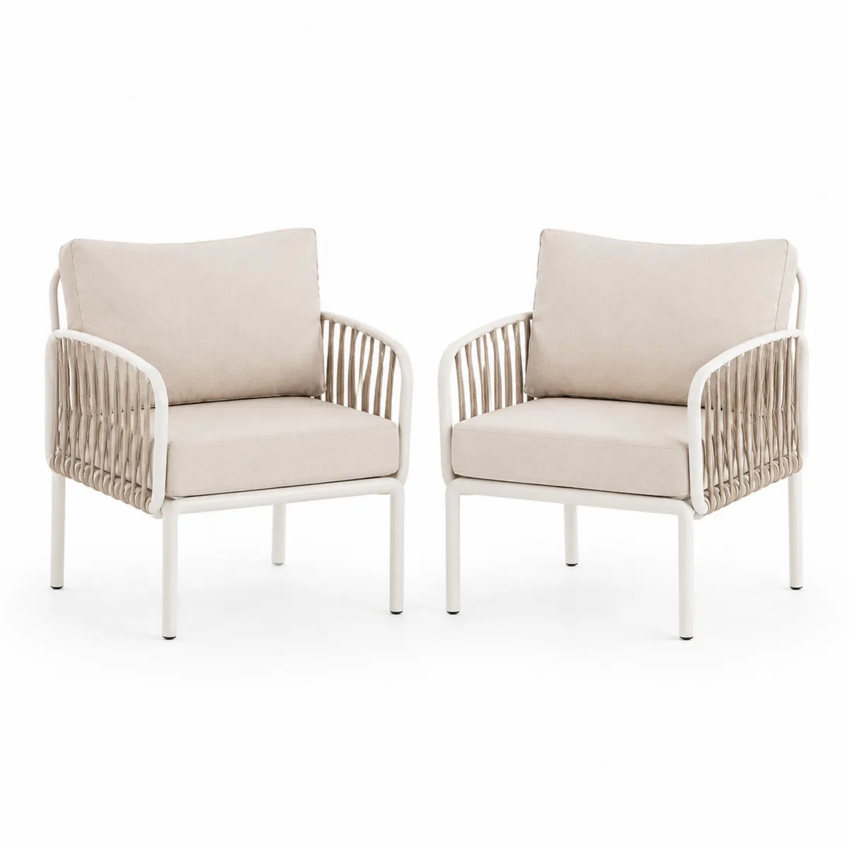 Lot de 2 fauteuils extérieurs en aluminium et polyester beige