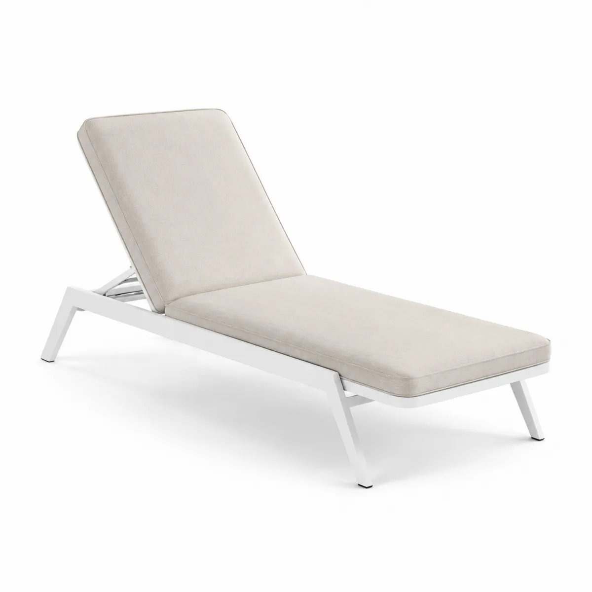 Chaise longue aluminium avec coussin en polyester beige