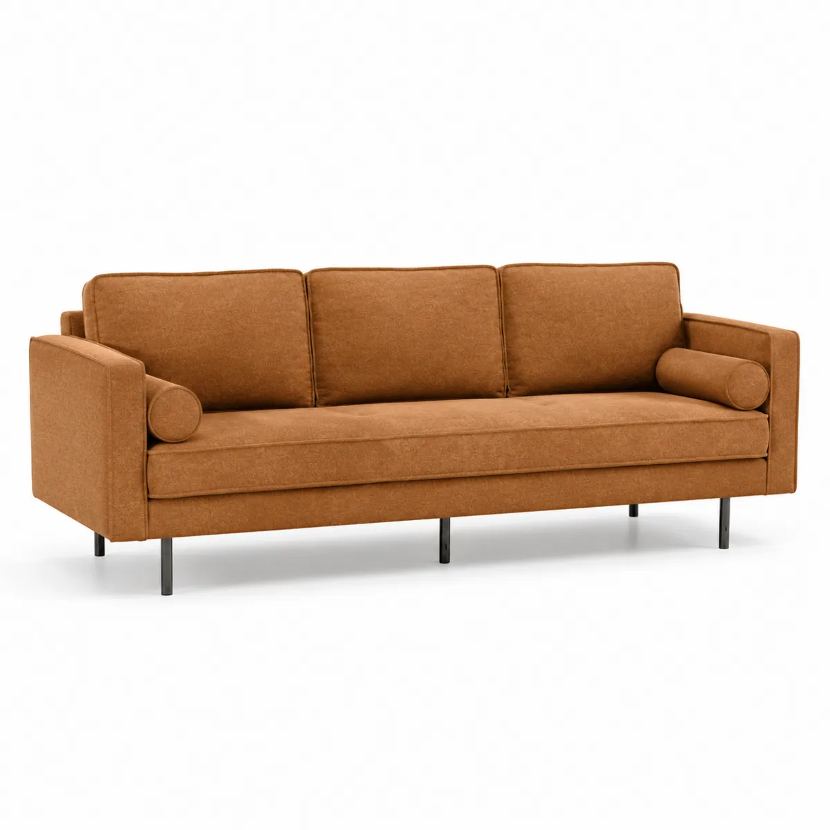 Canapé en tissu polyester marron avec pieds en métal 220cm