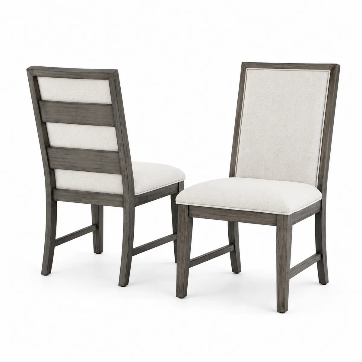 Chaises en bois et tissu beige
