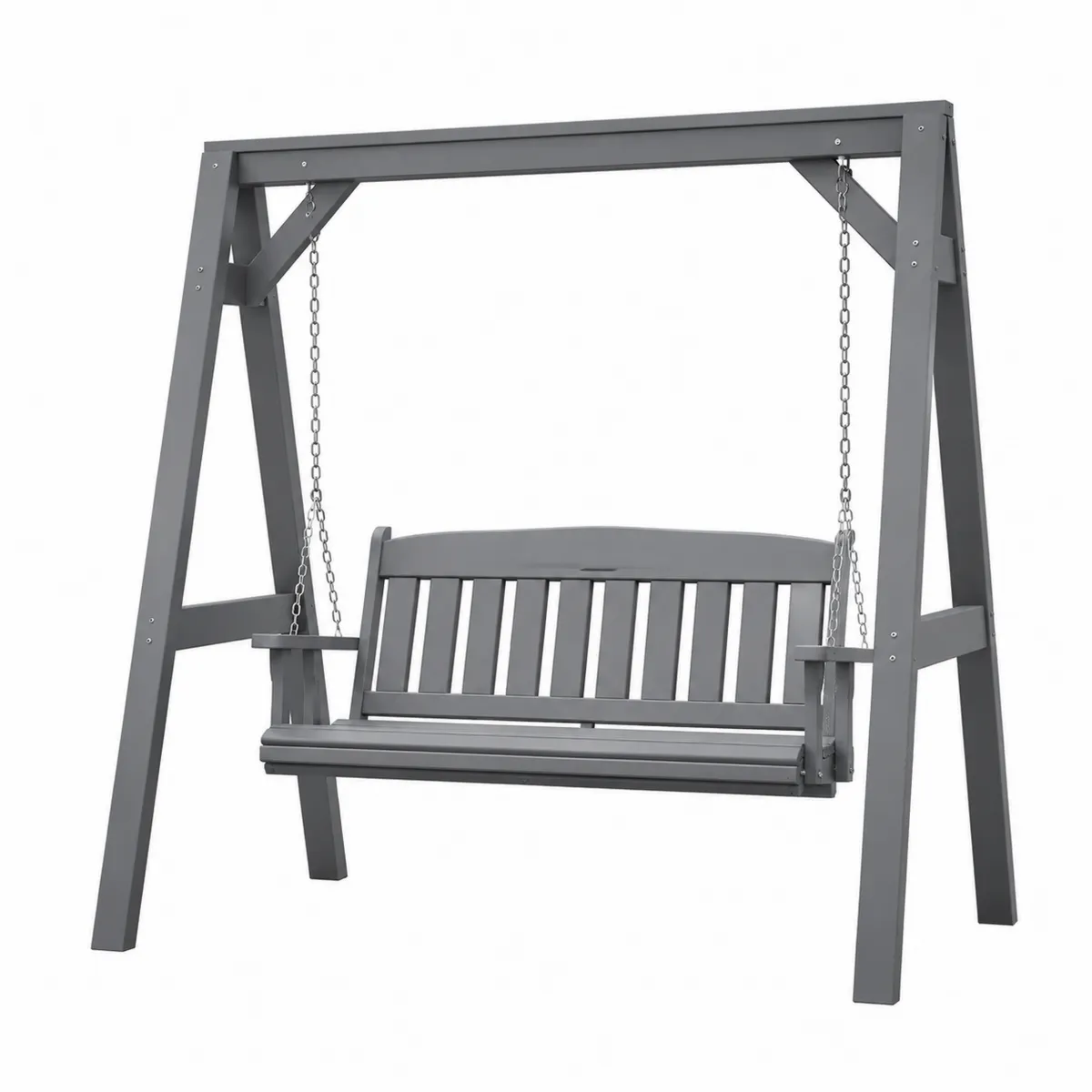 Balançoire de jardin en bois et métal gris