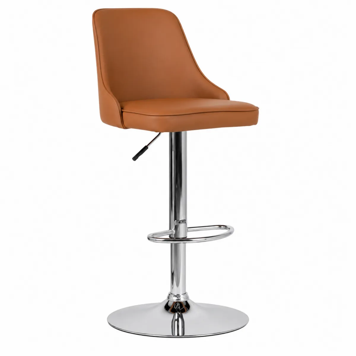 Chaise de bar en cuir synthétique marron et métal chromé