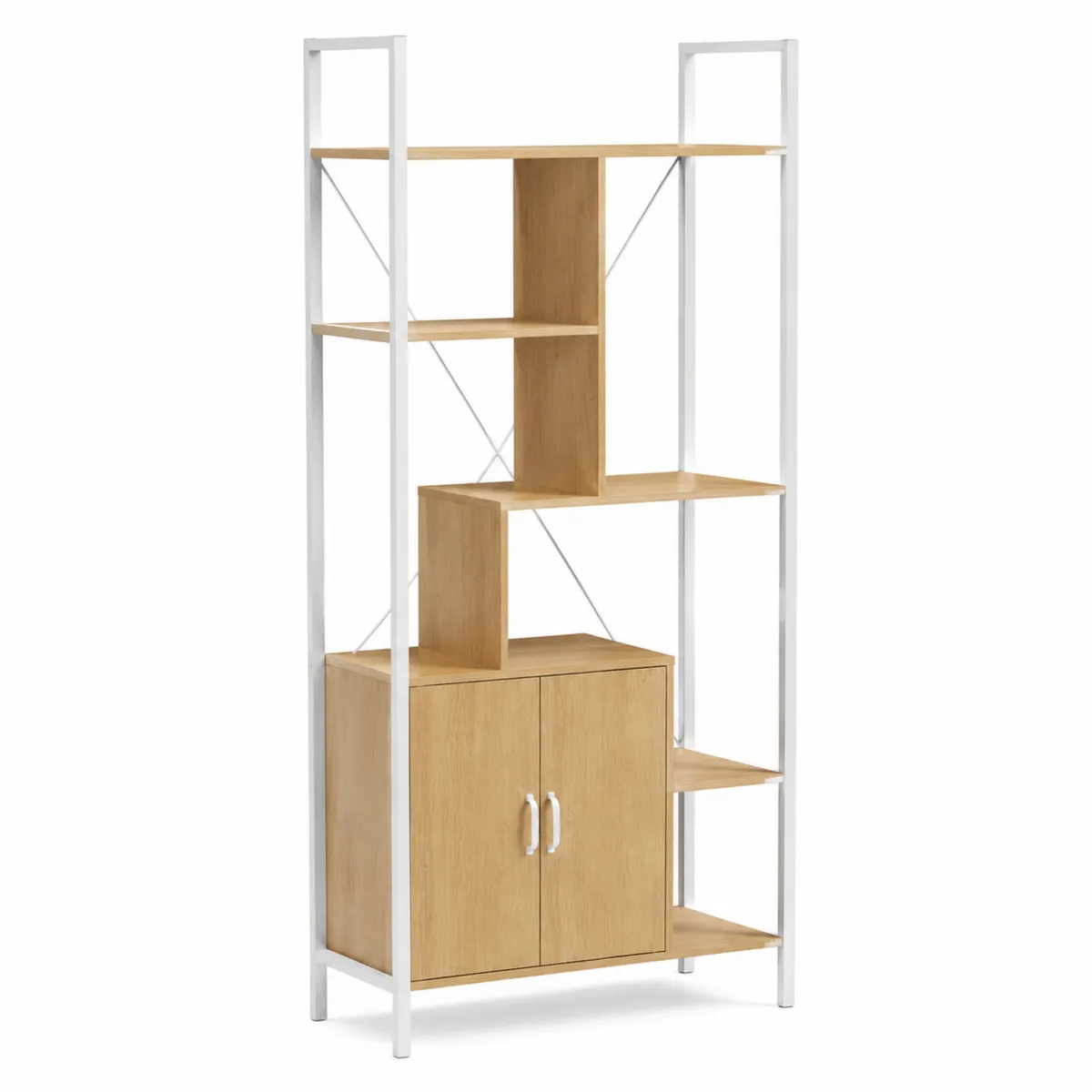 Étagère en bois et métal blanc avec portes