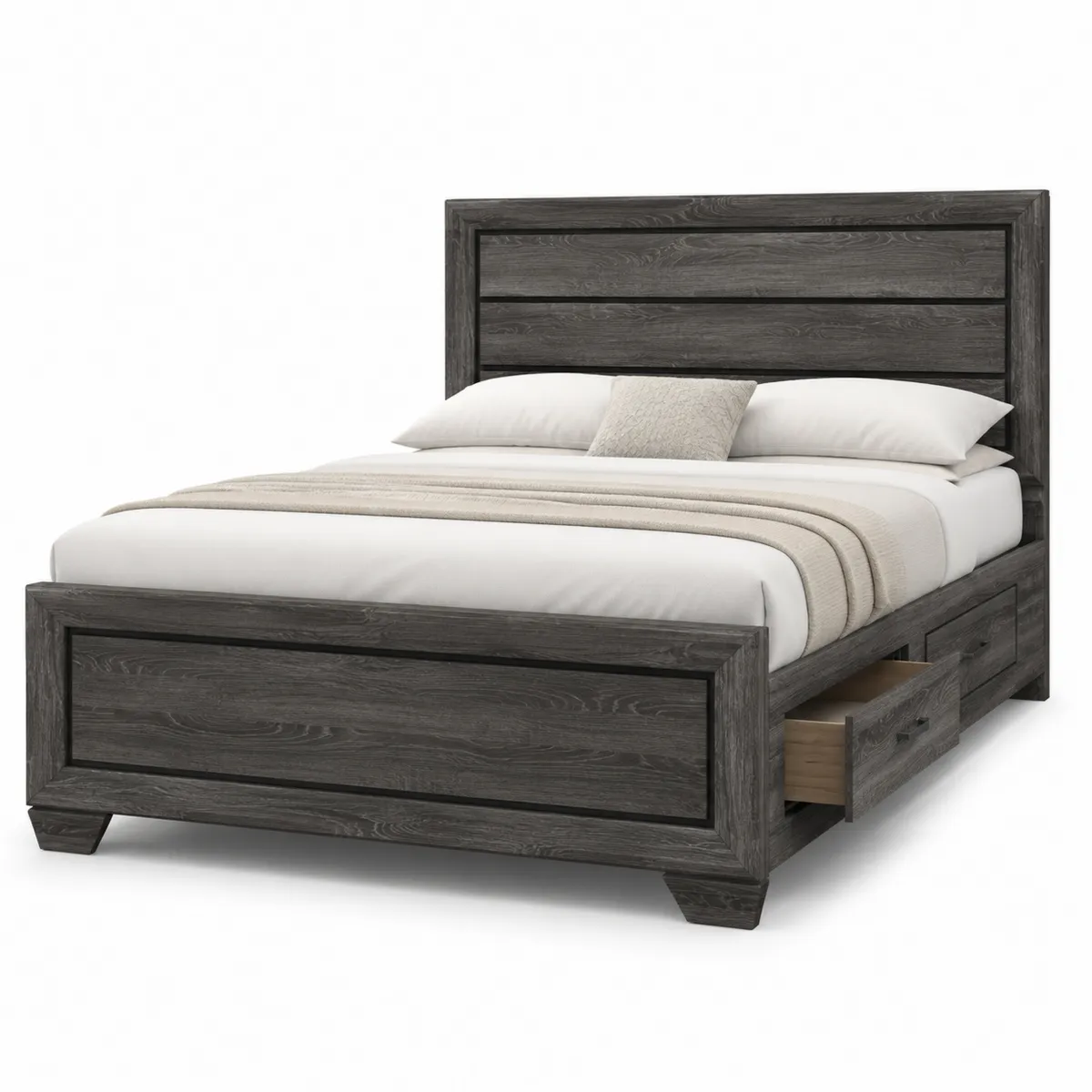 Lit en bois avec rangement 160x200 cm Gris