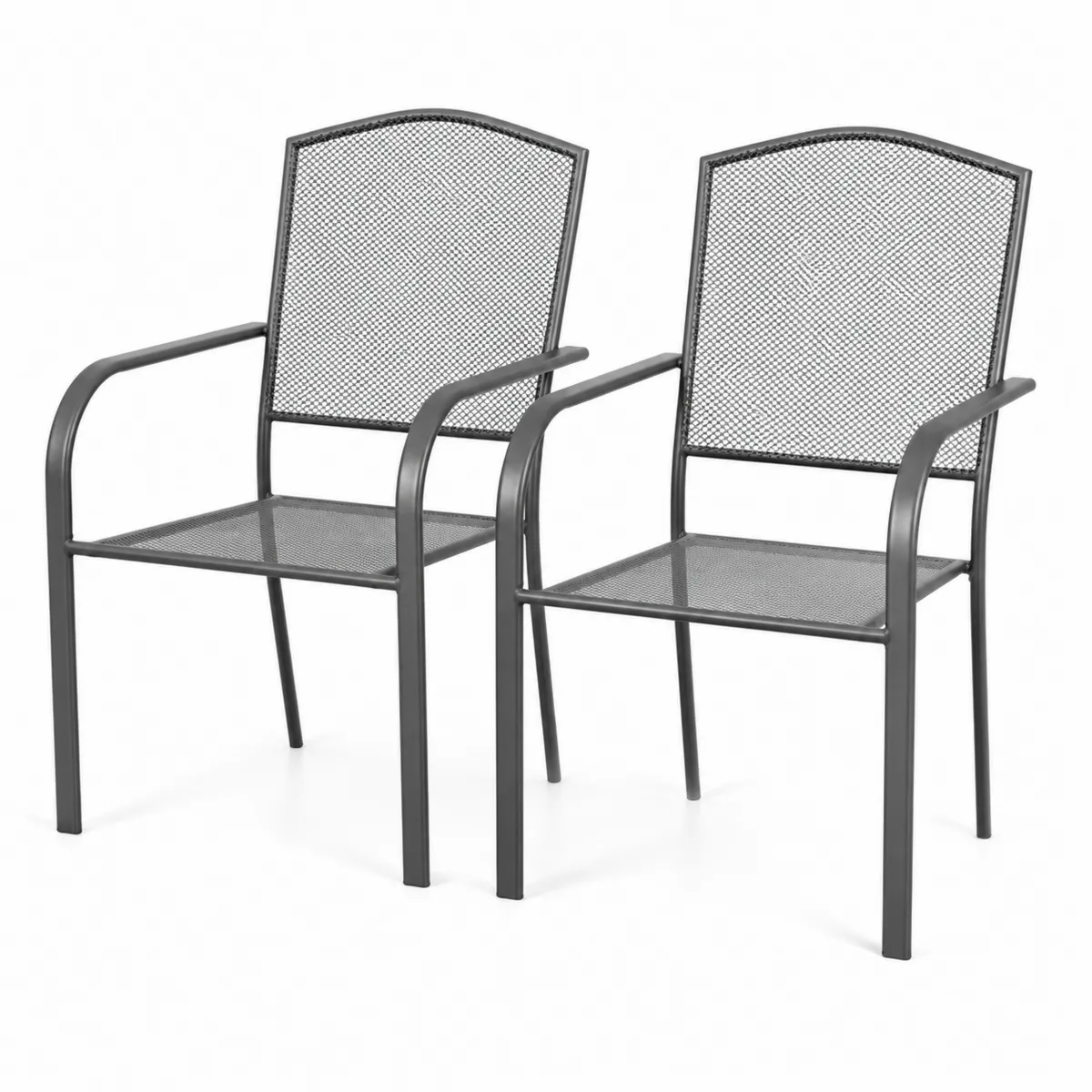 Paire de chaises d'extérieur en métal gris