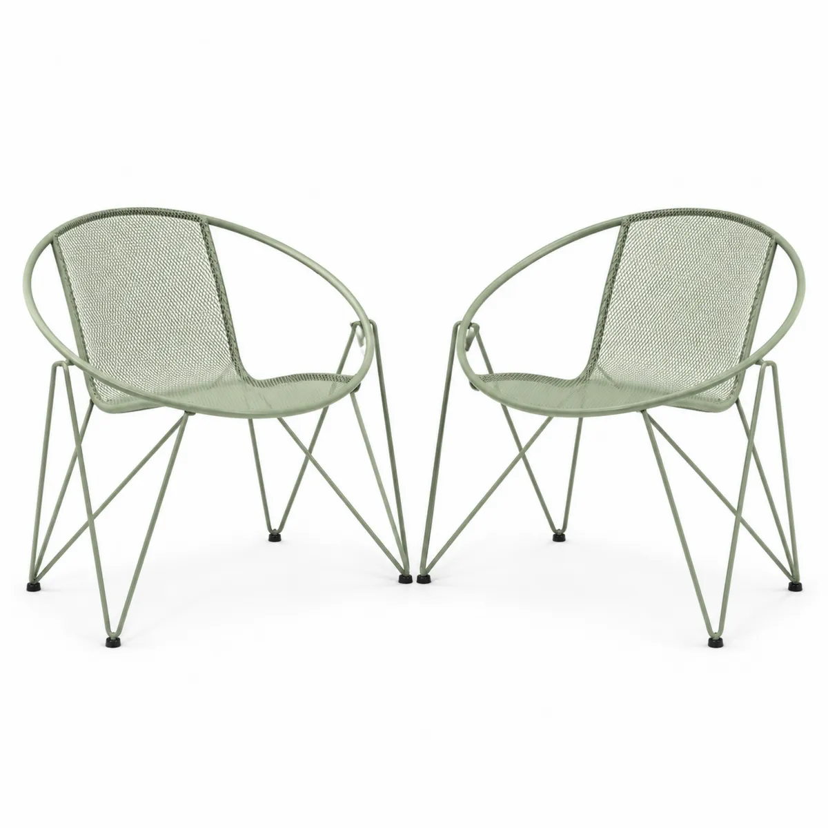 Chaises en métal, lot de 2, Vert