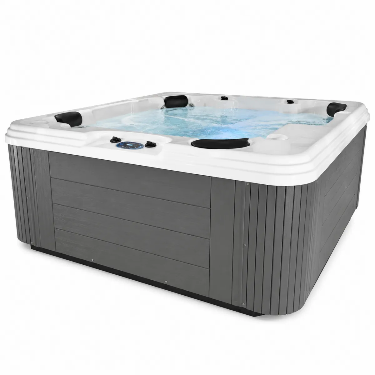 Jacuzzi Spa 6 Places Carré Acrylique Blanc et Gris