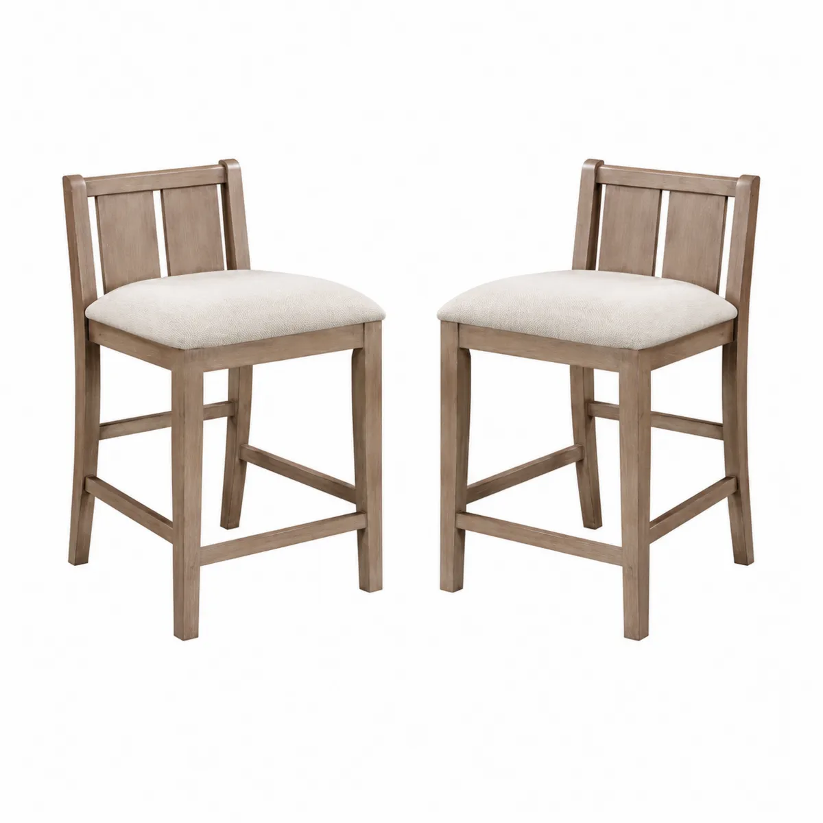 Paire de chaises en bois avec assise en tissu polyester