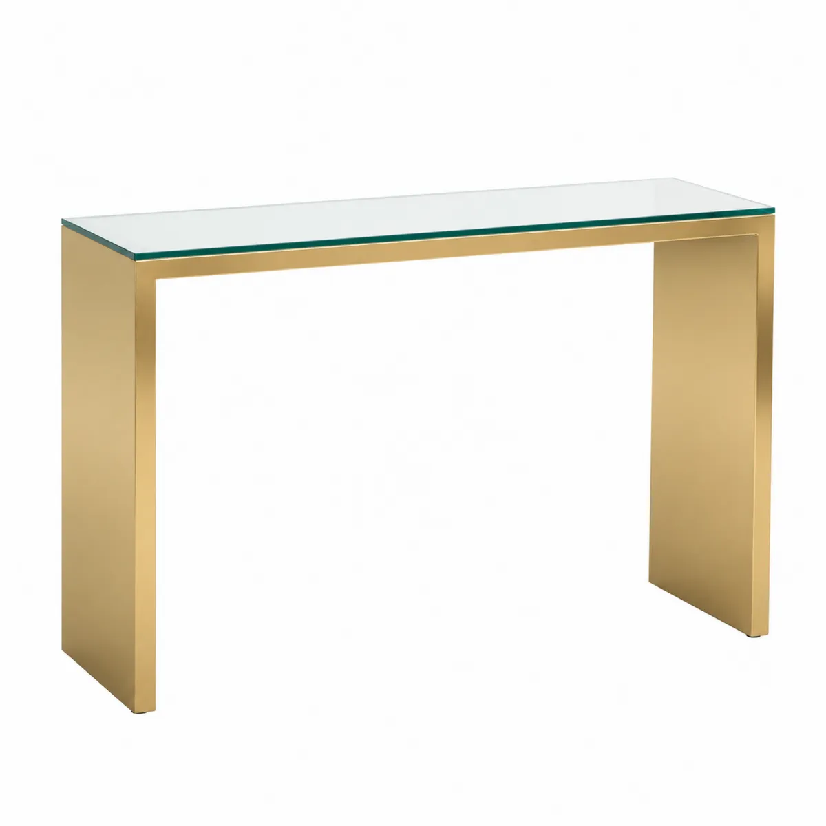 Table console en verre trempé et métal doré 120x40x80 cm