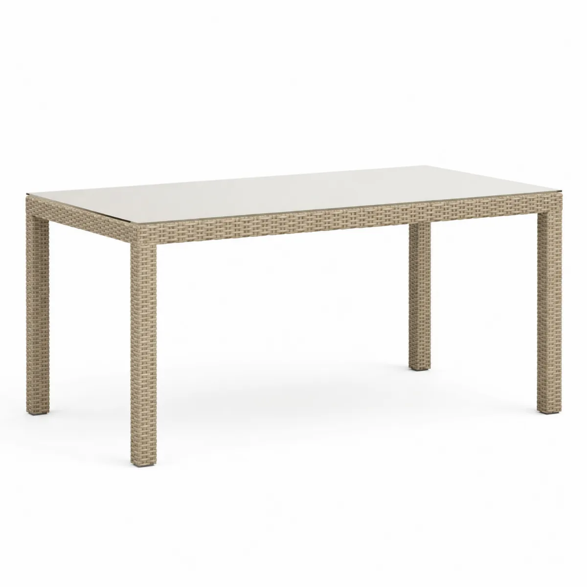 Table de jardin en résine tressée et verre trempé