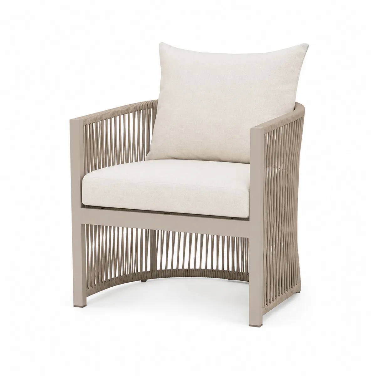 Fauteuil de jardin en aluminium avec coussins en corde tressée