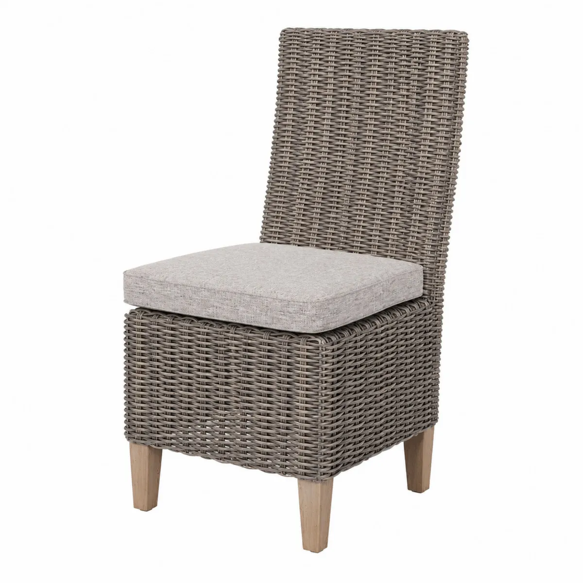 Chaise en résine tressée avec coussin en polyester Gris/Gris clair