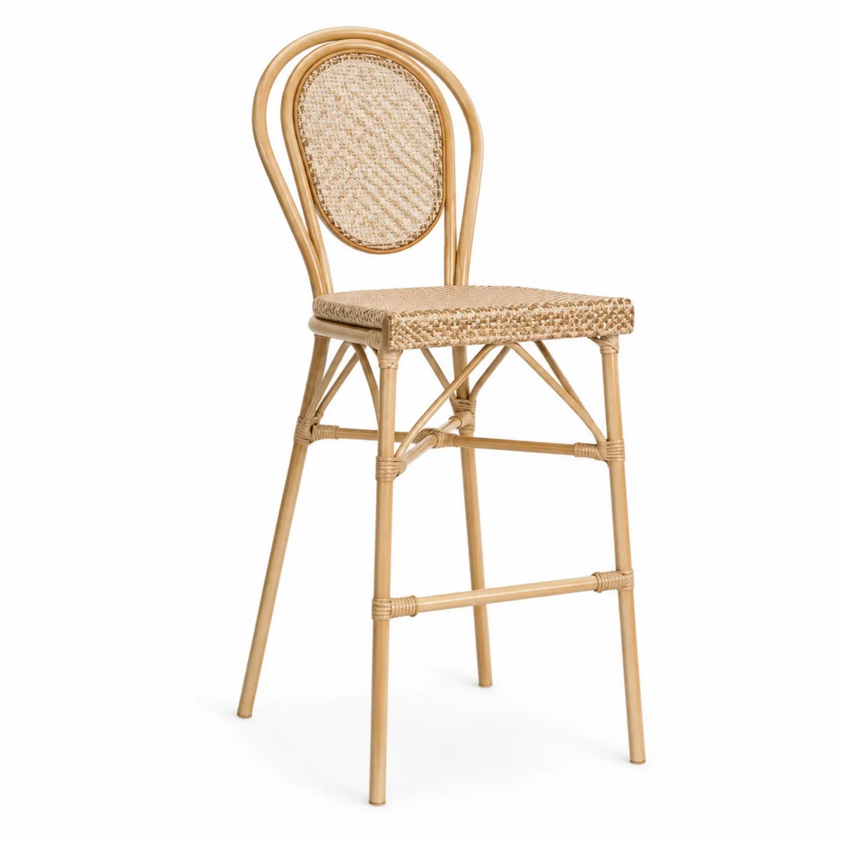 Tabouret de bar en rotin et osier naturel 110 cm