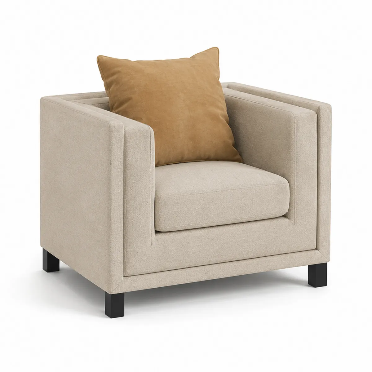 Fauteuil en tissu avec coussin brun