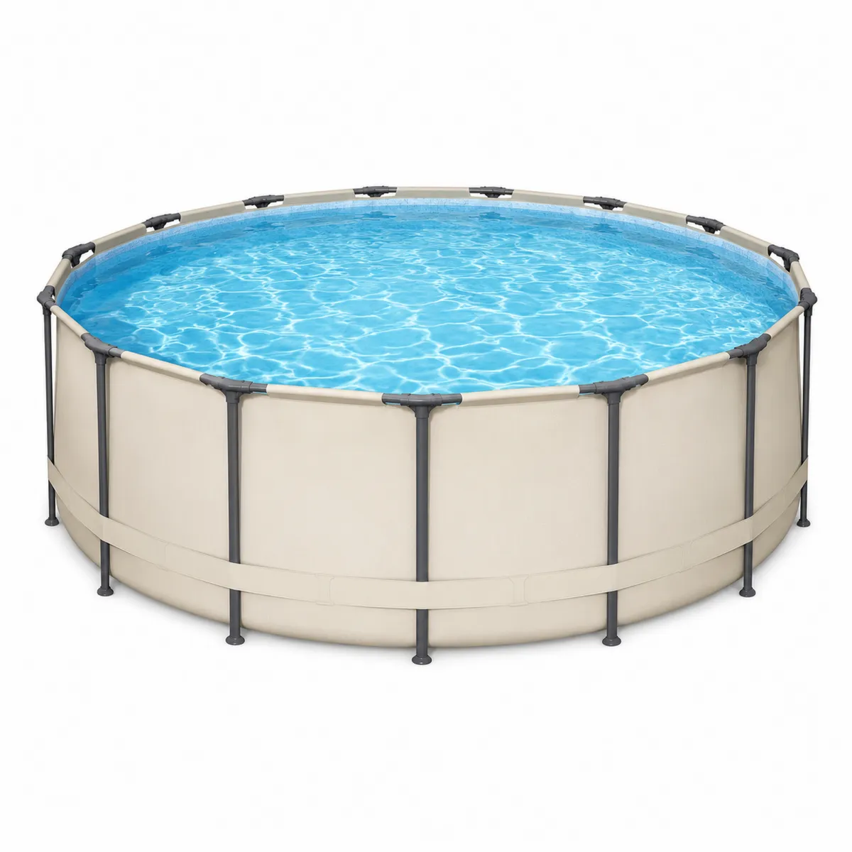 Piscine tubulaire ronde en acier avec revêtement PVC Beige/Bleu 360 x 122 cm