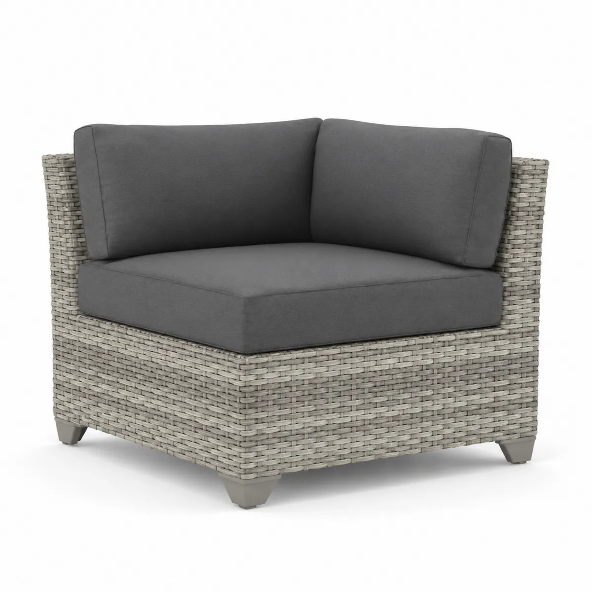 Fauteuil d'angle extérieur en osier synthétique avec coussins en polyester 80x80x70 cm