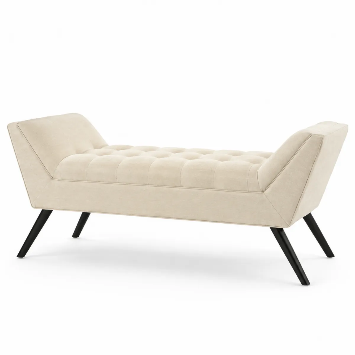 Banquette en tissu polyester Beige avec pieds en métal noir