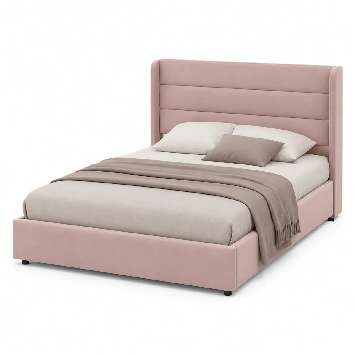 Lit double en velours avec rembourrage 200x160 cm