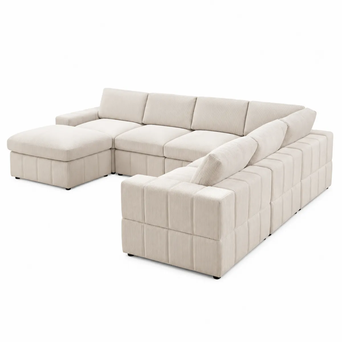 Canapé modulaire en tissu côtelé beige