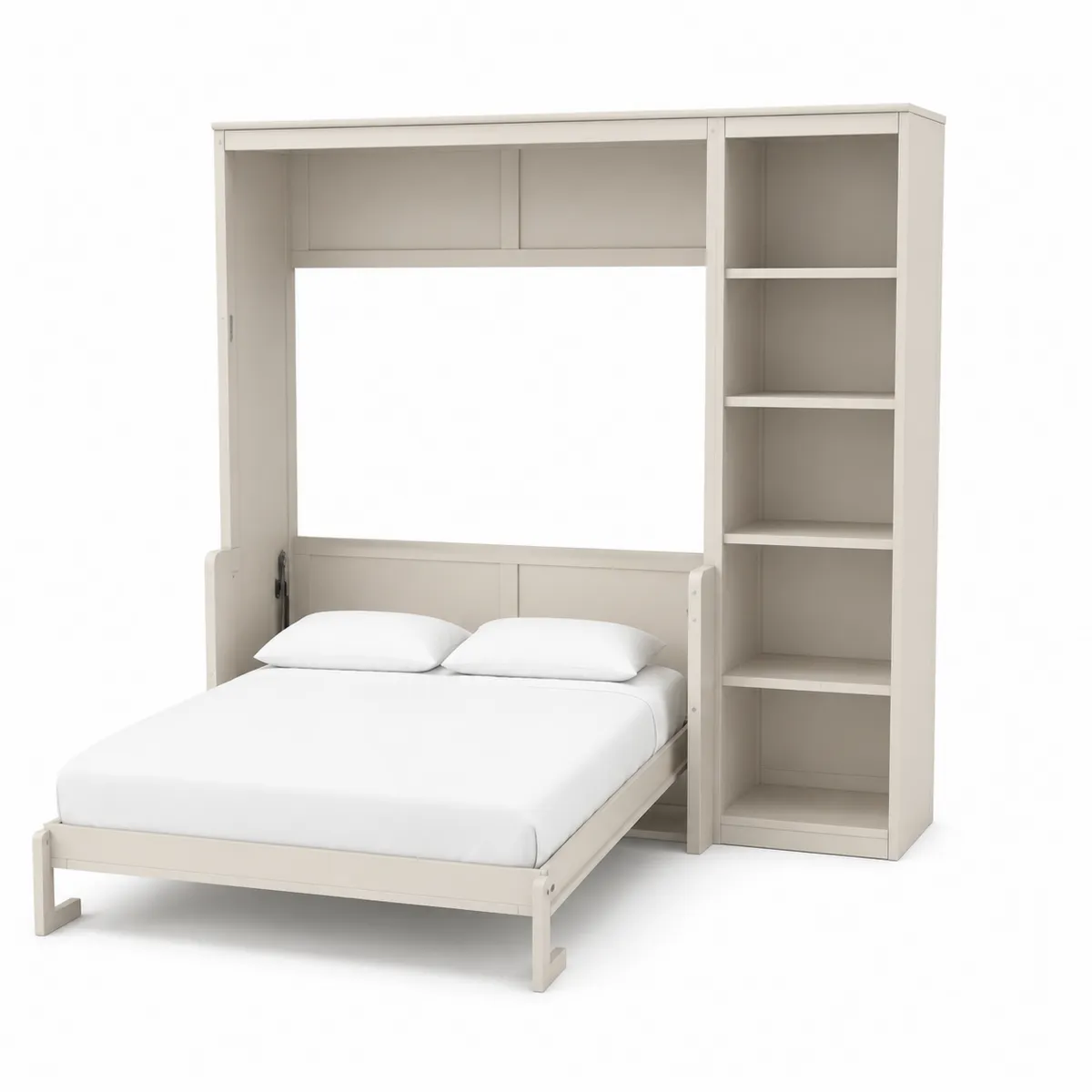 Lit escamotable avec étagère en bois Blanc 200 x 150 cm