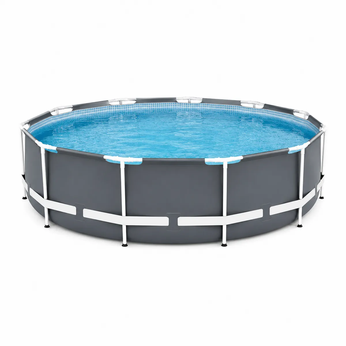 Piscine hors-sol ronde en métal avec revêtement PVC 366 cm x 100 cm Gris