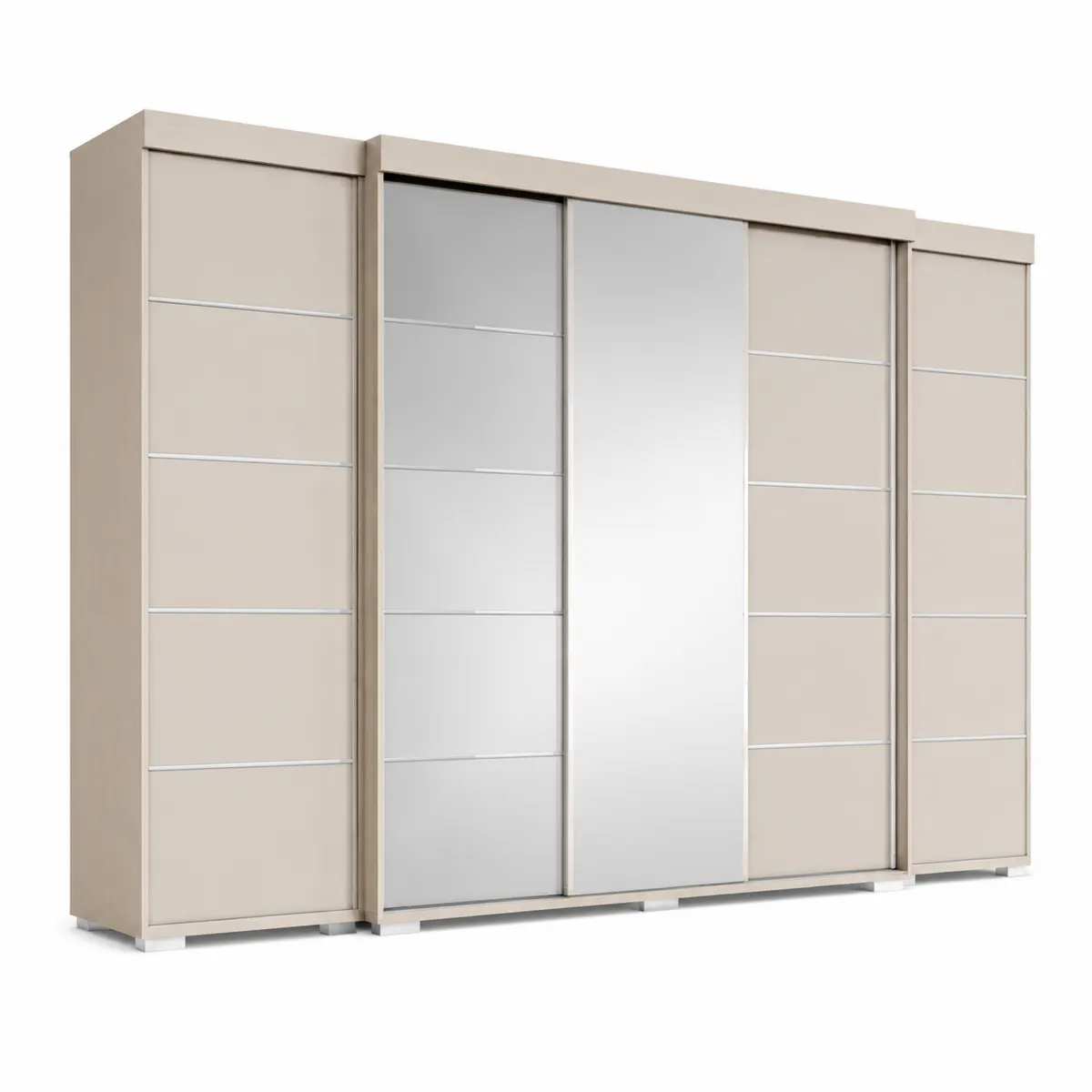 Armoire 4 portes coulissantes avec miroir en bois et verre trempé 240x60x210 cm