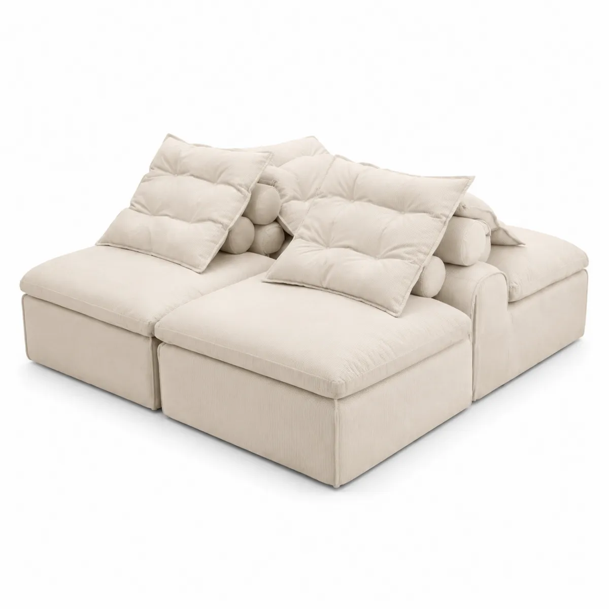 Canapé modulaire en velours côtelé Beige avec coussins inclus