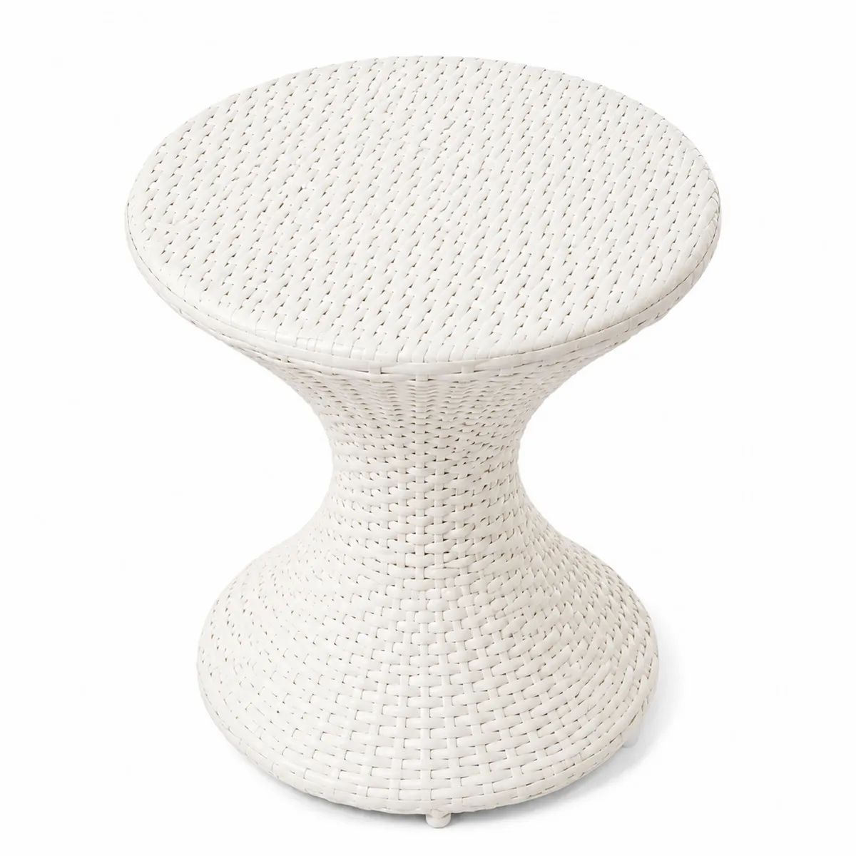 Table d'appoint ronde en rotin synthétique Blanc 40 cm