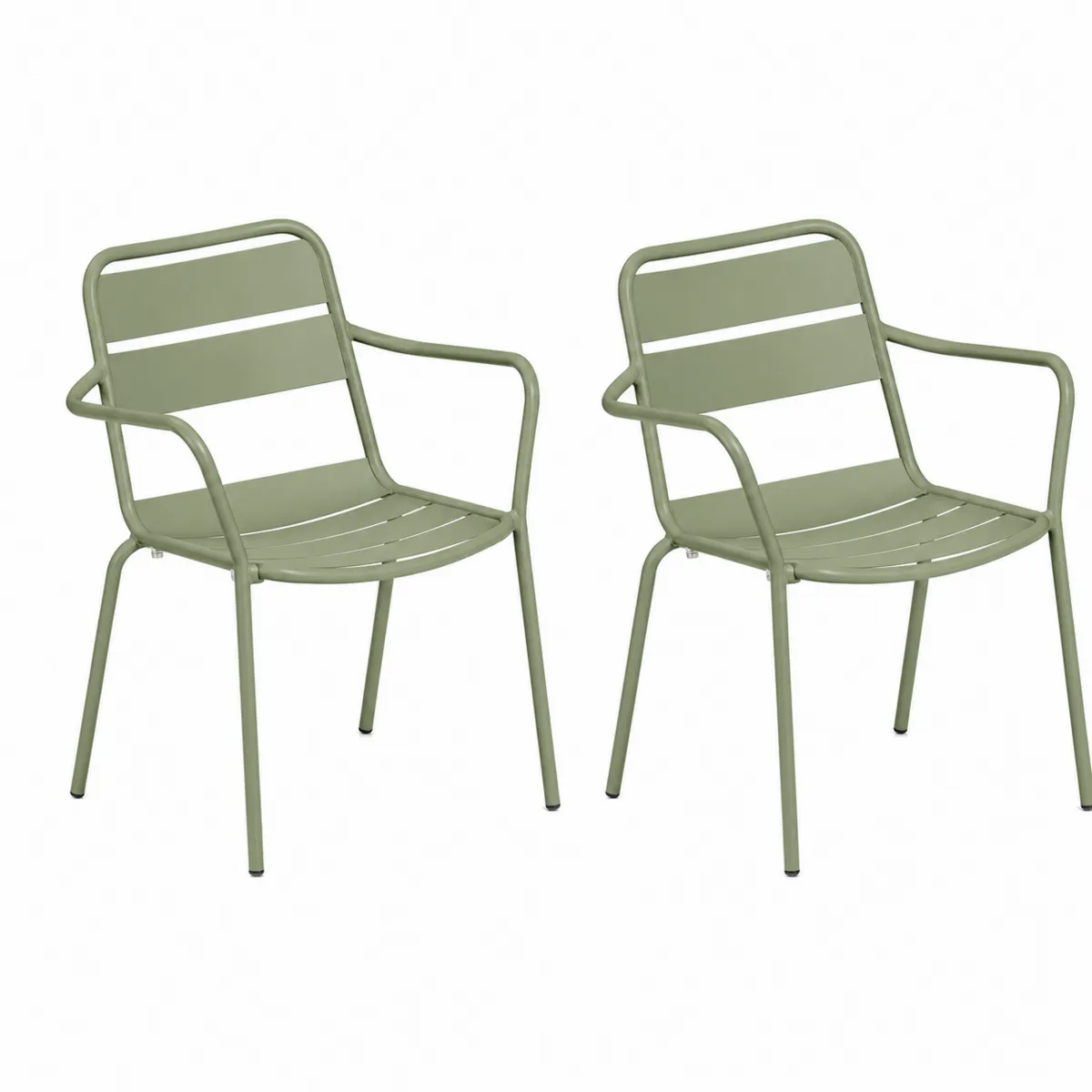 Lot de 2 chaises extérieures en métal Vert