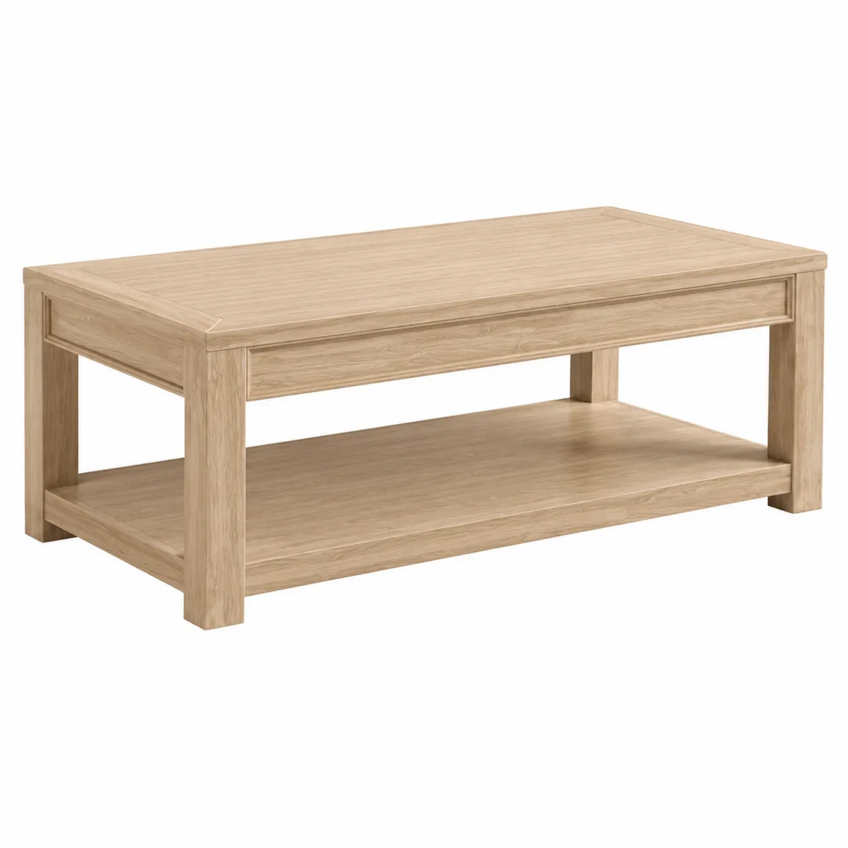 Table basse rectangulaire en bois de chêne avec étagère, 110 x 60 x 40 cm