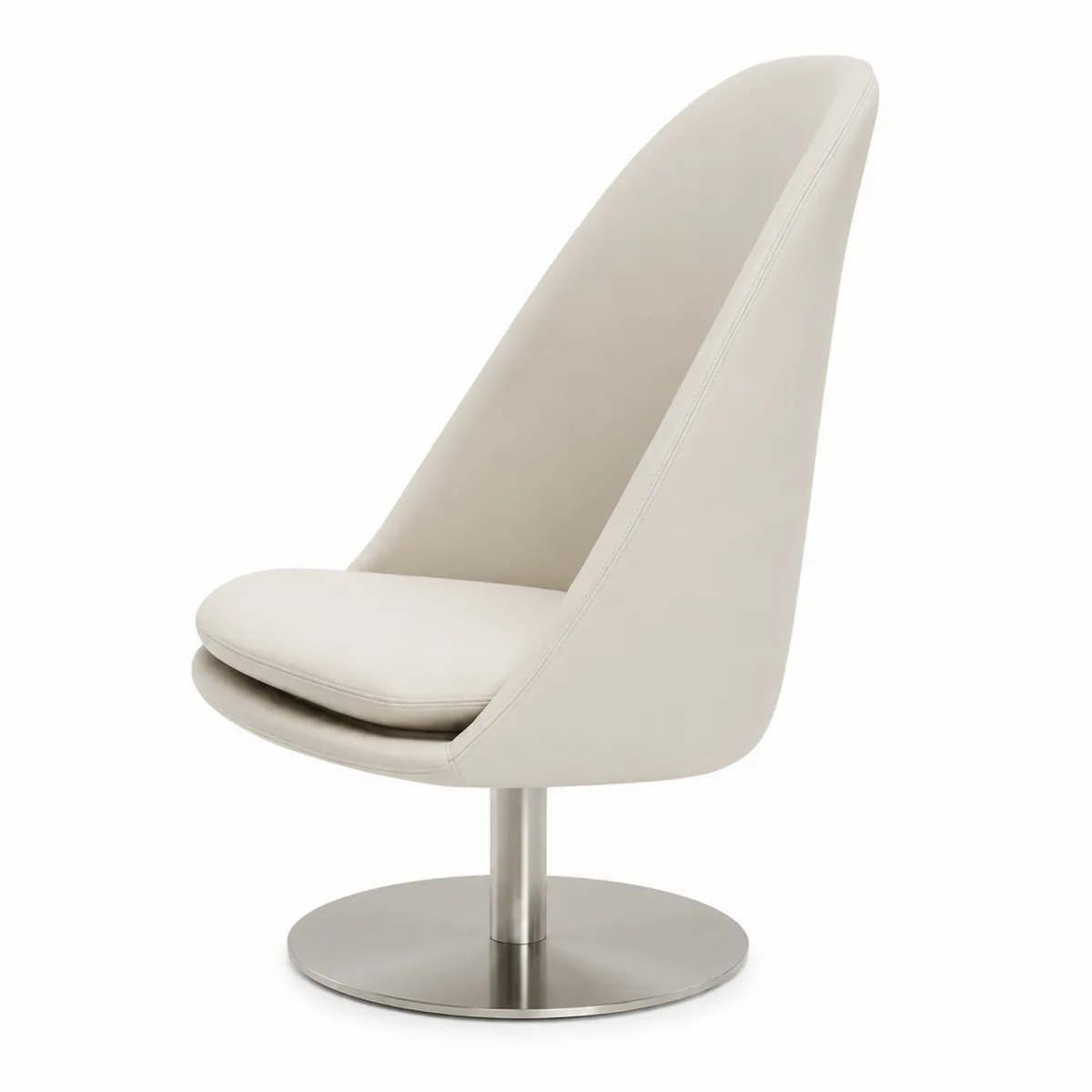 Chaise pivotante en cuir synthétique avec base en acier inoxydable